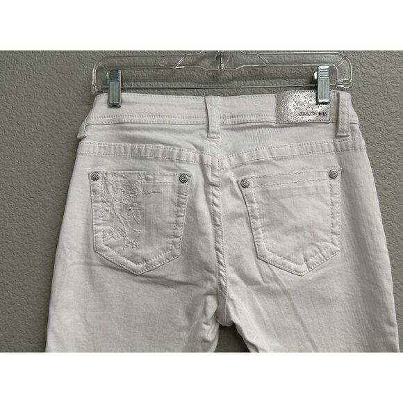 Grace In LA Women’s Boot Cut Jeans Embroidered Raw Hem White Size 30 - Picture 5 of 11